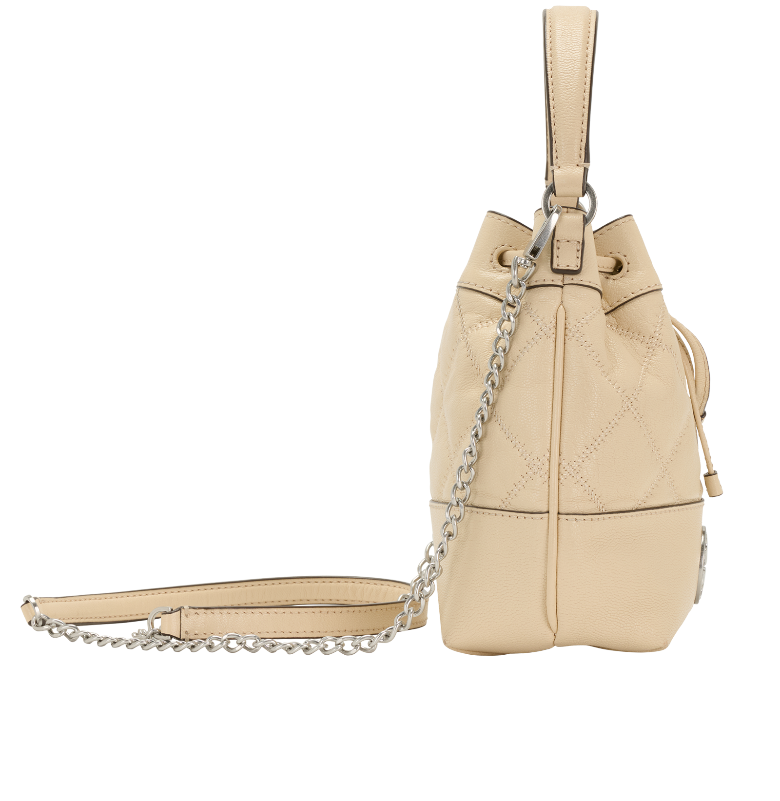 Mini Willa Bucket Bag, &pound;120, Handbags, Beige, Leather, Side view